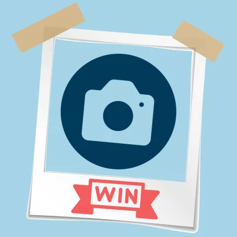An image of a smartphone camera icon and the text "WIN"