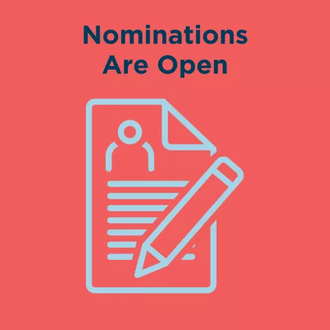 Graphic reading "nominations open"