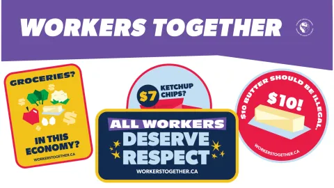Illustrative graphics for CLC Workers Together campaign