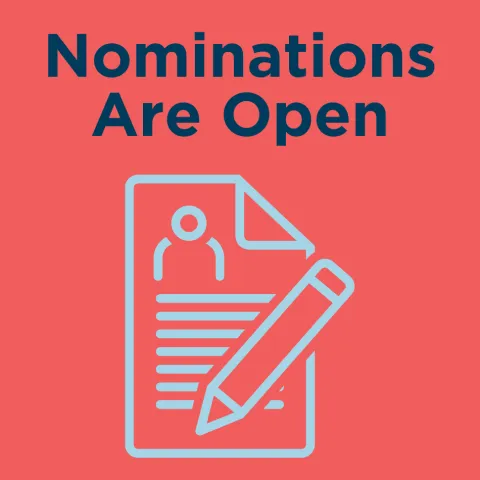 Text reading "Nominations are open"